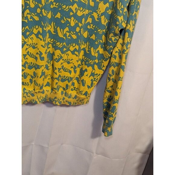 Sundance Free Spirit Horse Print Cardigan Yellow Blue Size Medium Cotton Button - Picture 9 of 10